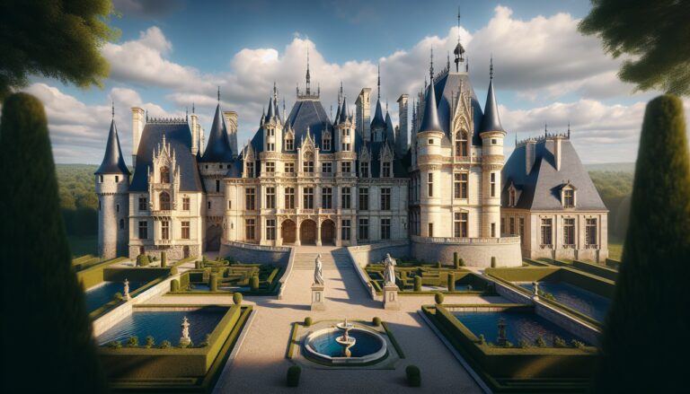 Afficher une succession de châteaux français en H : médiéval, Renaissance, baroque et néoclassique. Le alt text doit faire au maximum 100 caractères.